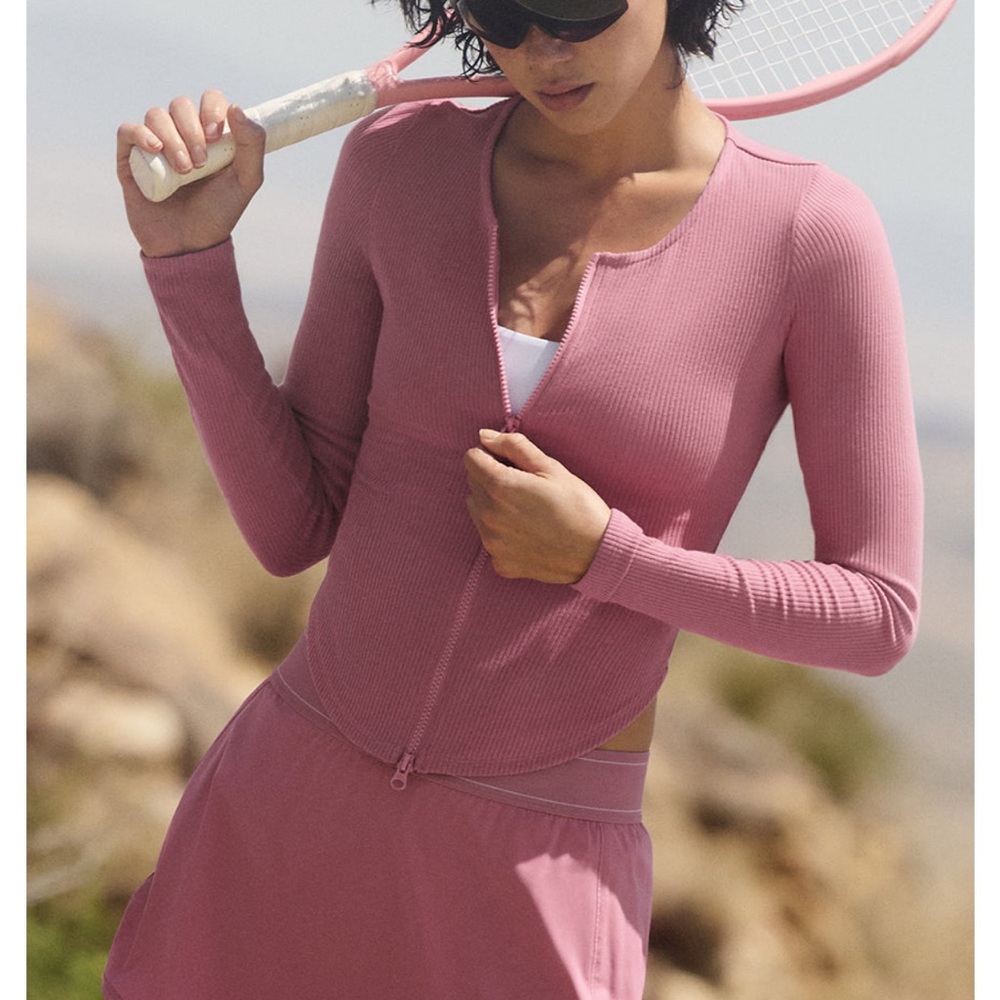 ALO Yoga Ribbed Stardust Jacket in Pink